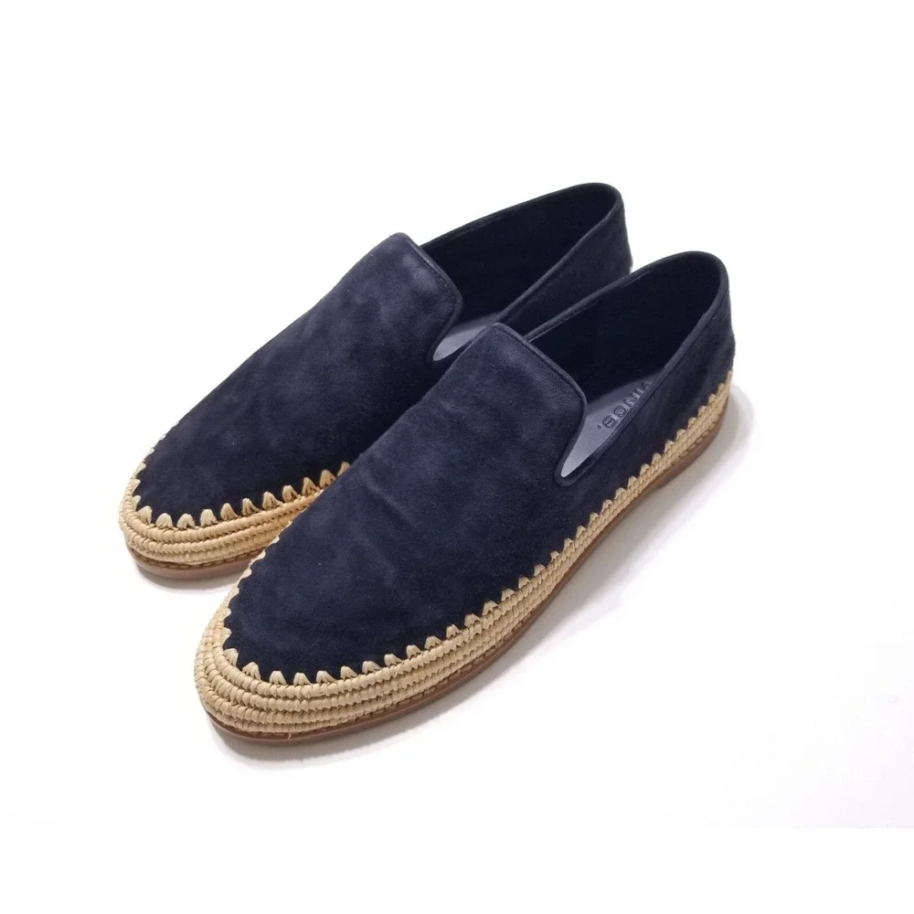 NIB Vince Jalen Suede Leather Espadrille‎ Flat Loafer Coastal Navy Size 9 $295